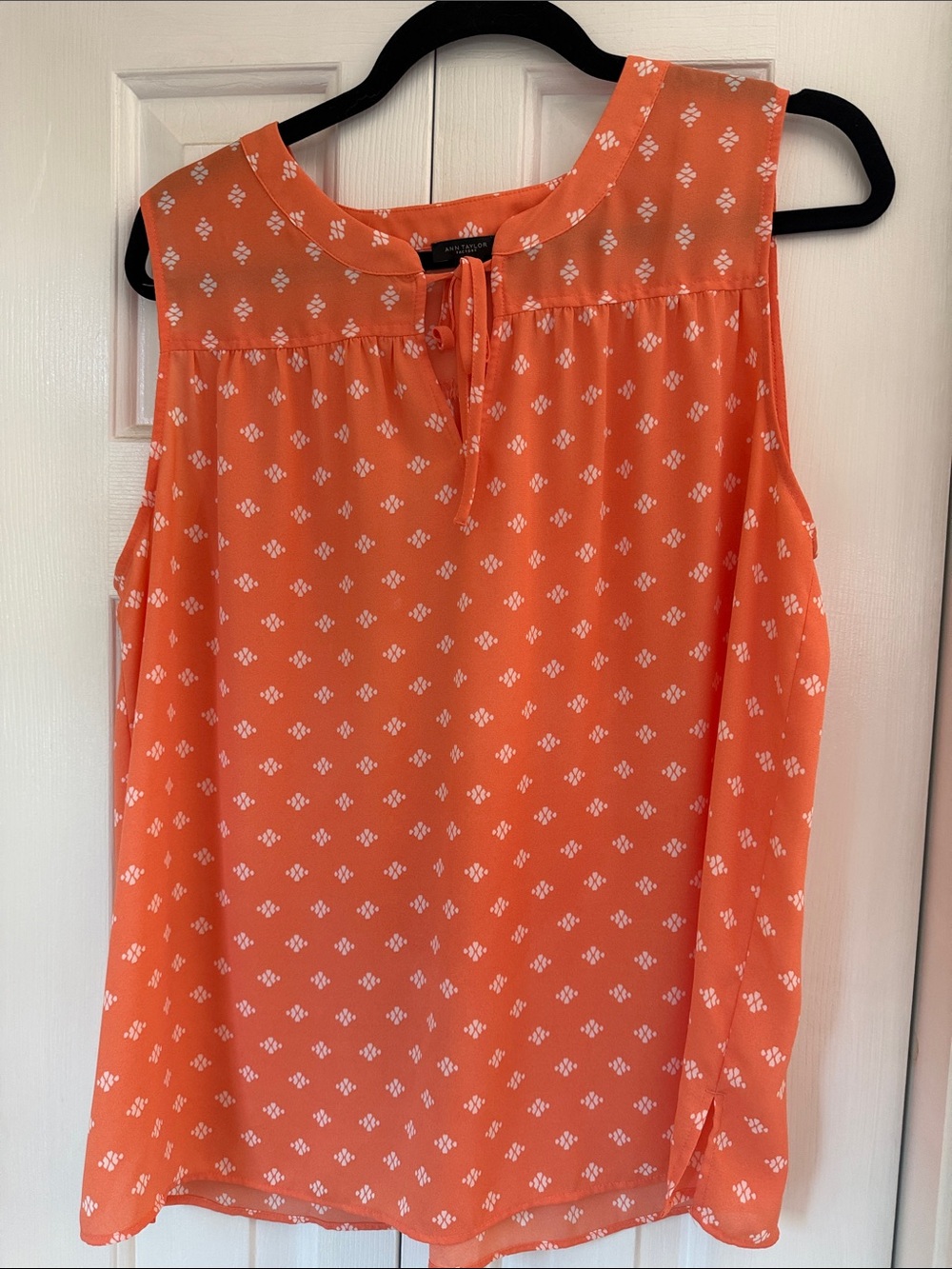Ann Taylor Orange Sleeveless Tie-Neck top